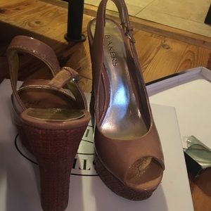 Bakers nude wedge platform